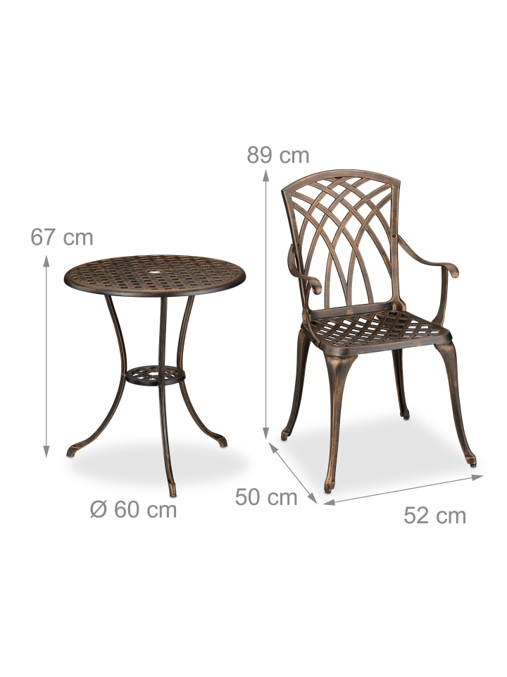 relaxdays 3-tlg. Gartenmöbel Set in Schwarz/ Bronze günstig kaufen onesize