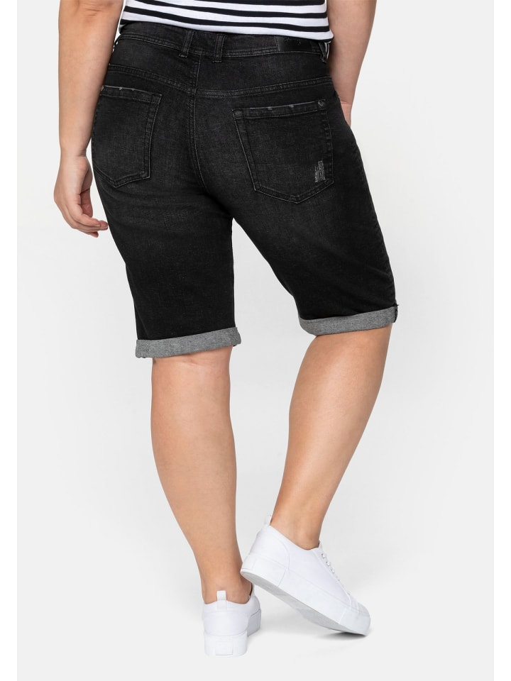 sheego Jeans-Bermudas in black used Denim günstig kaufen