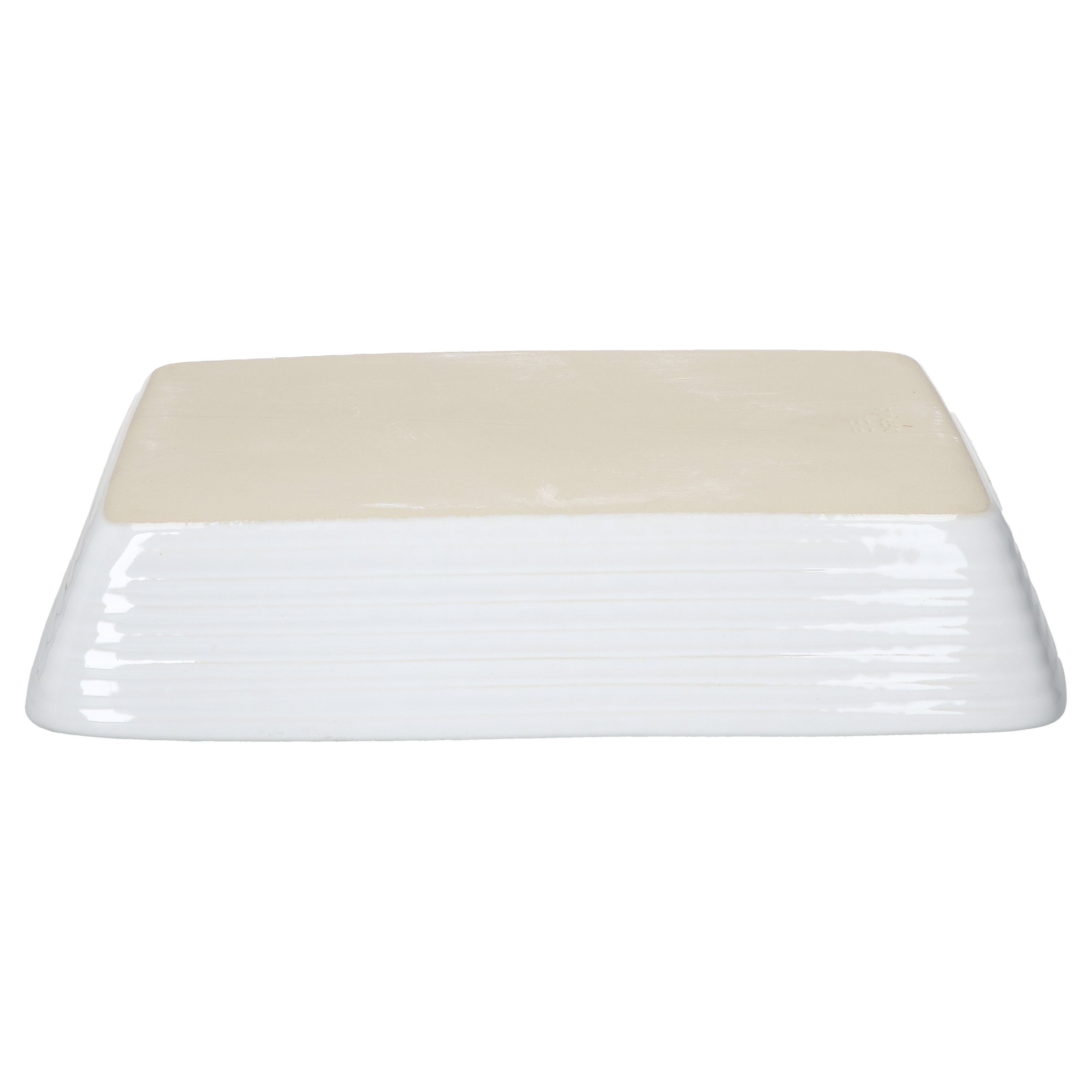 MamboCat Auflaufform Auflaufform rechteckig weiß Keramik 31,5x21,5cm 1,9L Back-Form Ofen, Steingut