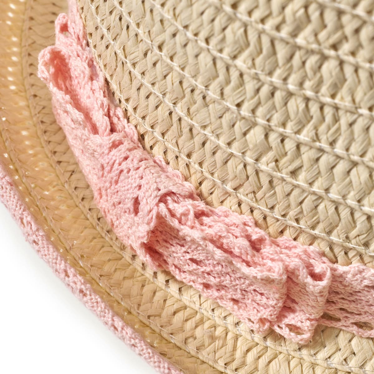 Strohhut mit rosa Hutband, beige, Gr. 50/51, 1 St