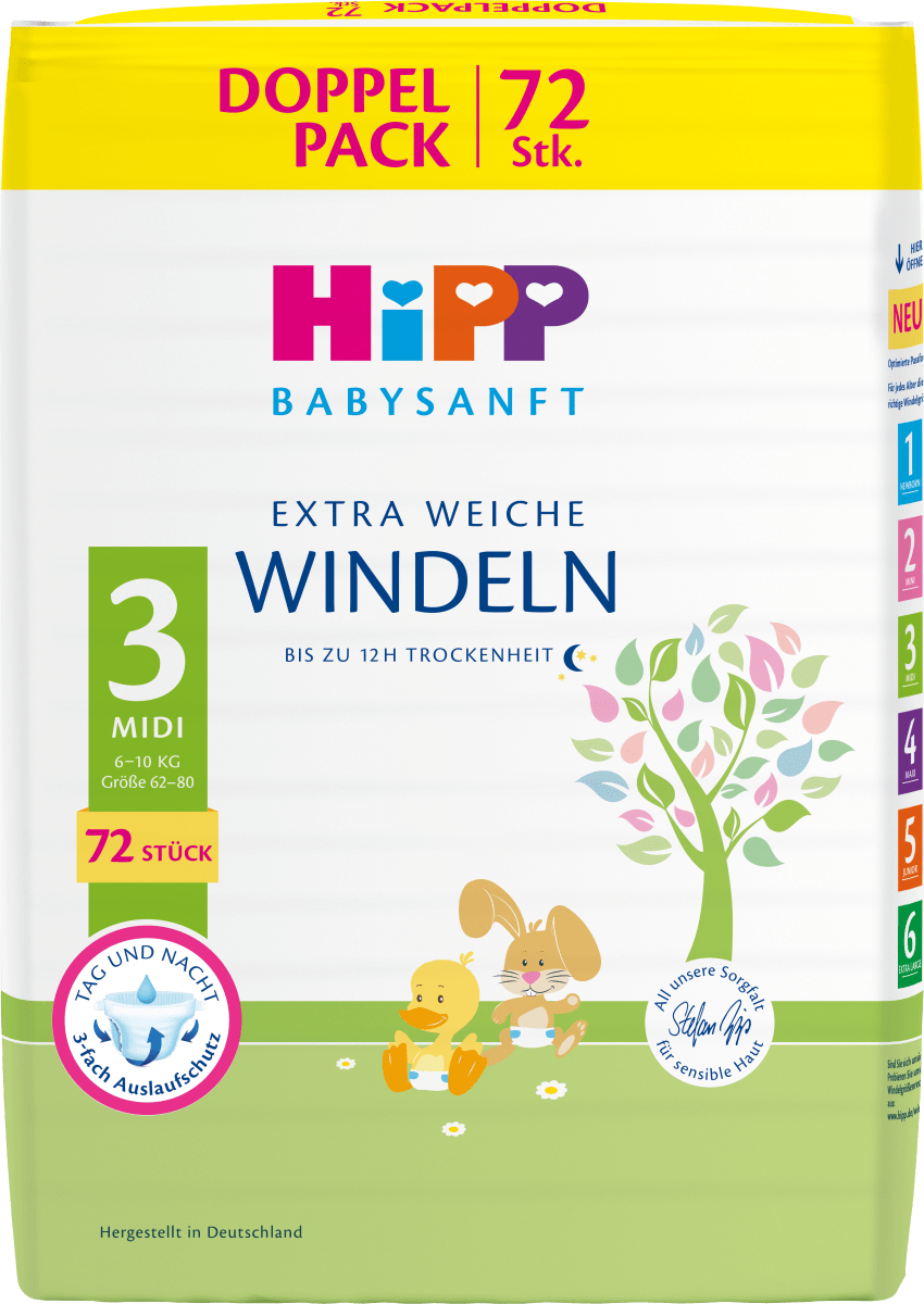 Windeln Gr. 3 Midi (6-10 kg), Doppelpack, 72 St