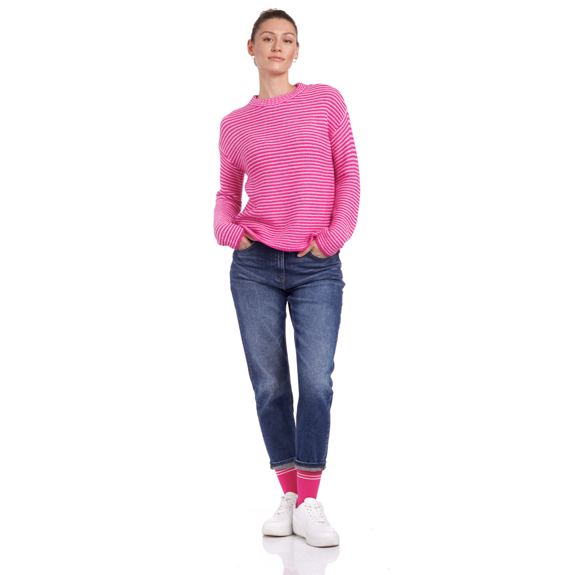 Damen Strickpullover geringelt