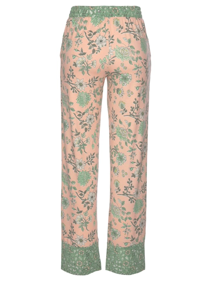 LASCANA Schlafhose in rosa-schilfgrün günstig kaufen