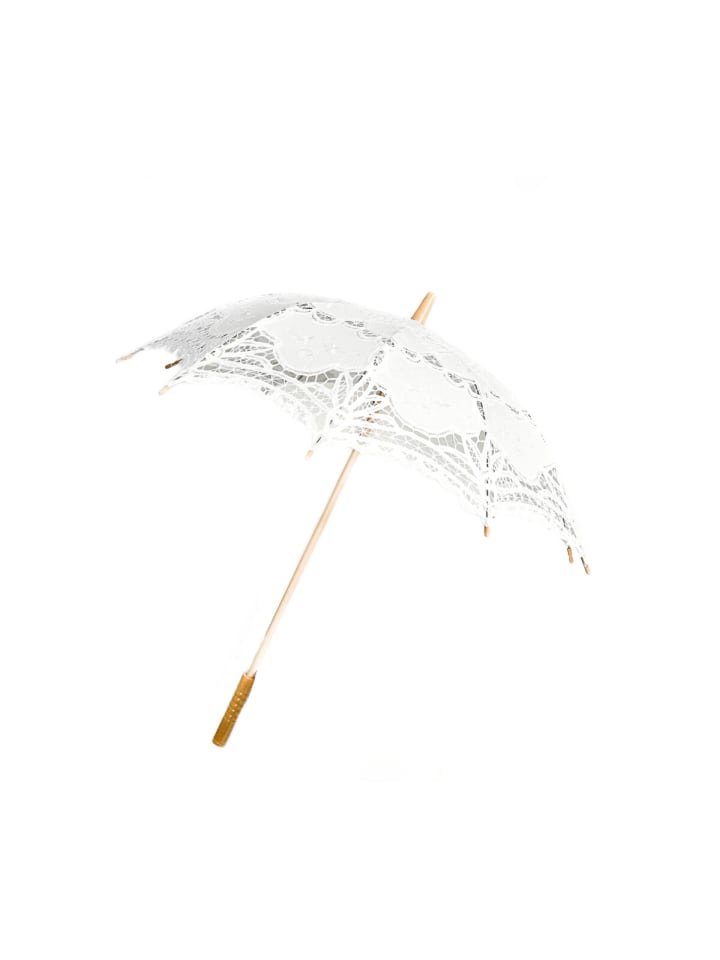 COFI 1453 Handgemachte Brautschirme Spitze Hochzeitfeier robustem Holzgriff in Weiß günstig kaufen onesize