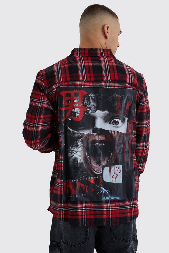 Langärmliges Karohemd mit Scream Print