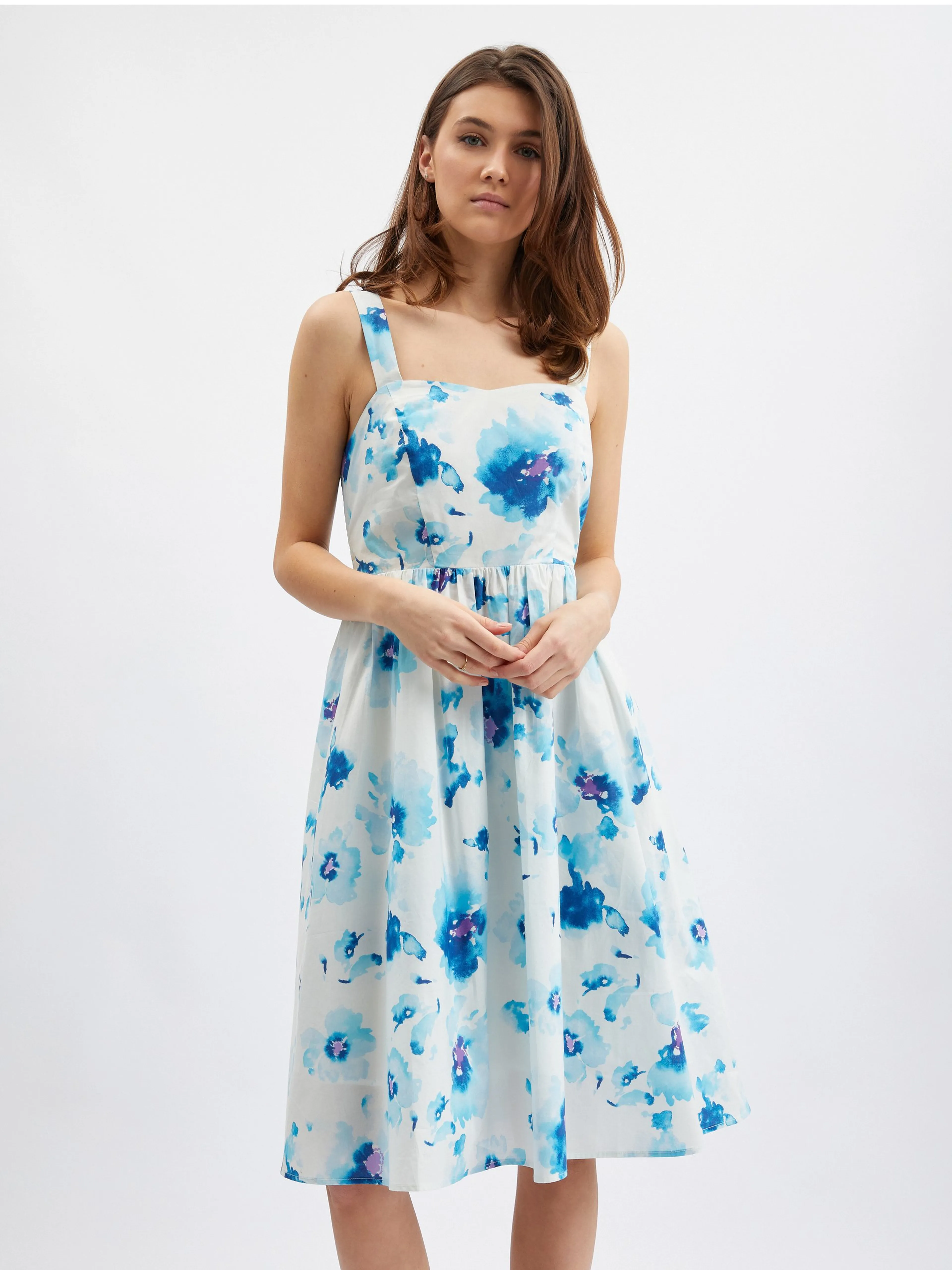 Blau-weißes geblümtes Damenkleid ORSAY