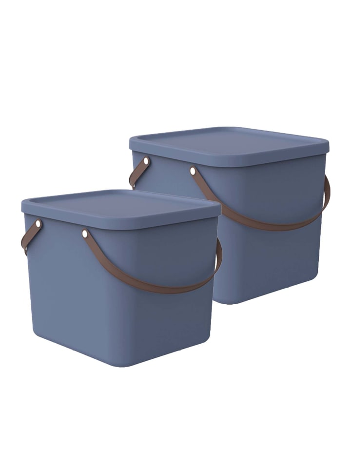 Rotho 2er-Set Aufbewahrungsbox 40l mit Deckel in Horizon blau günstig kaufen onesize