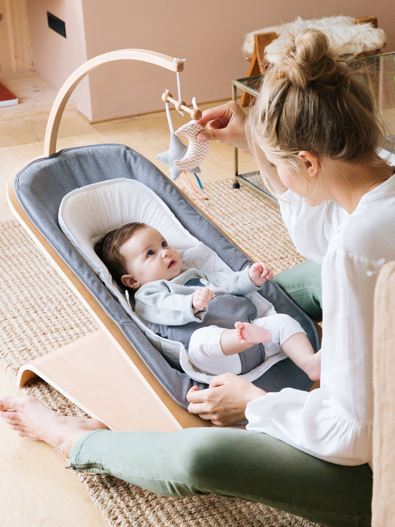 Vertbaudet Babywippe BABYRYTHM aus Holz - dunkelgrau