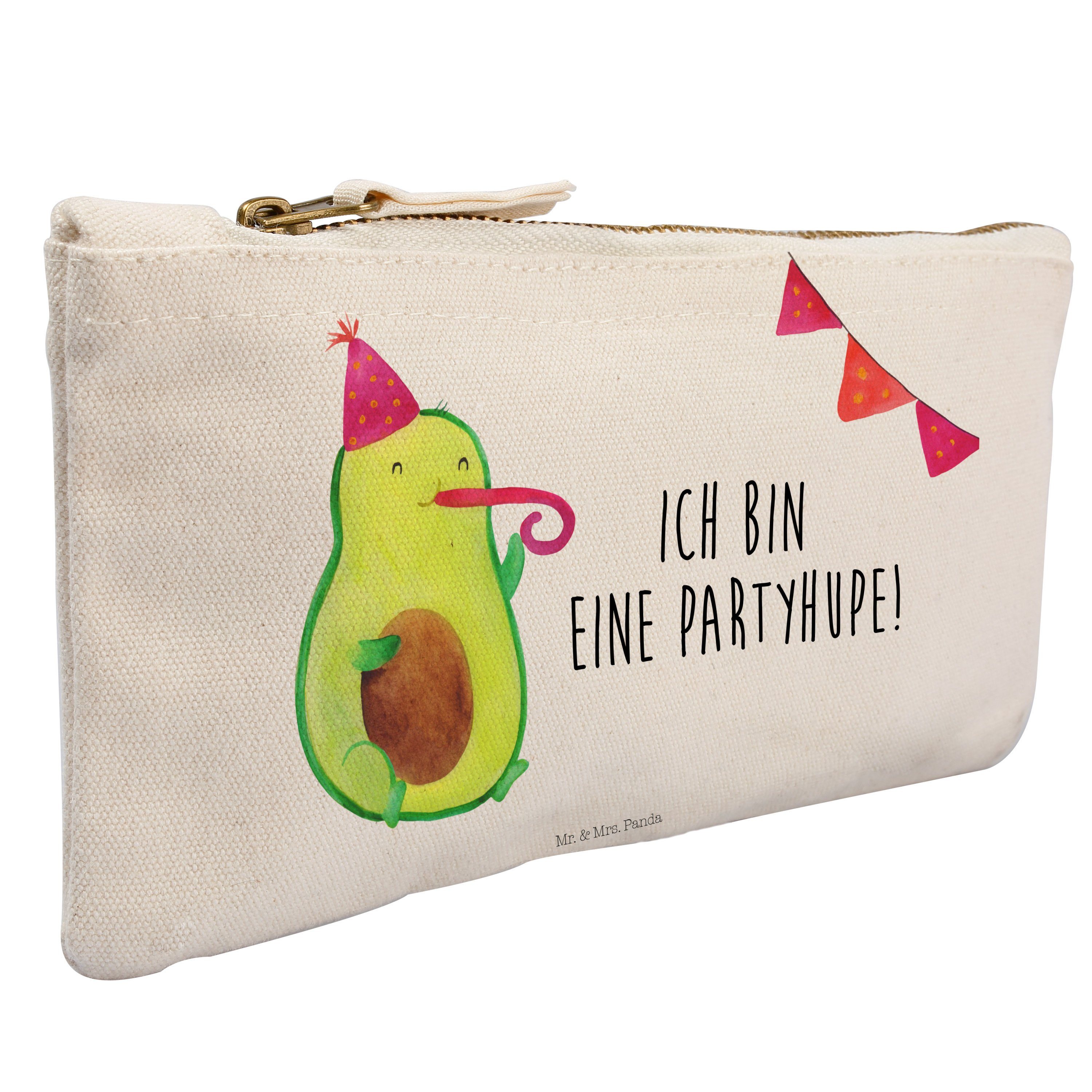 Mr. & Mrs. Panda Kosmetiktasche Avocado Partyhupe - Weiß - Geschenk, Veggie, Federmappe, Makeup, Vega (1-tlg)