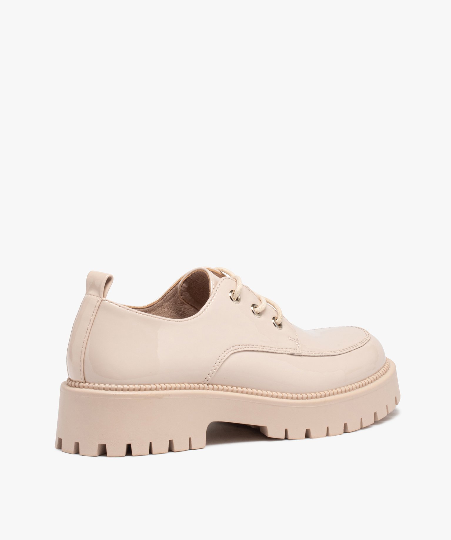 Derbies femme unis dessus vernis à semelle épaisse et cran... beige | GEMO