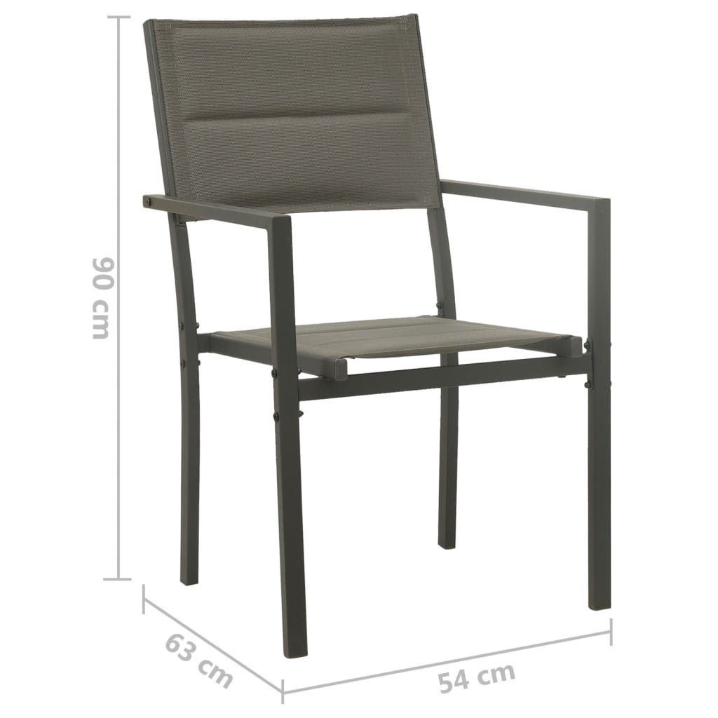 vidaXL Gartenstuhl Gartenstühle 2 Stk. Textilene und Stahl Grau und Anthrazit (2 St)