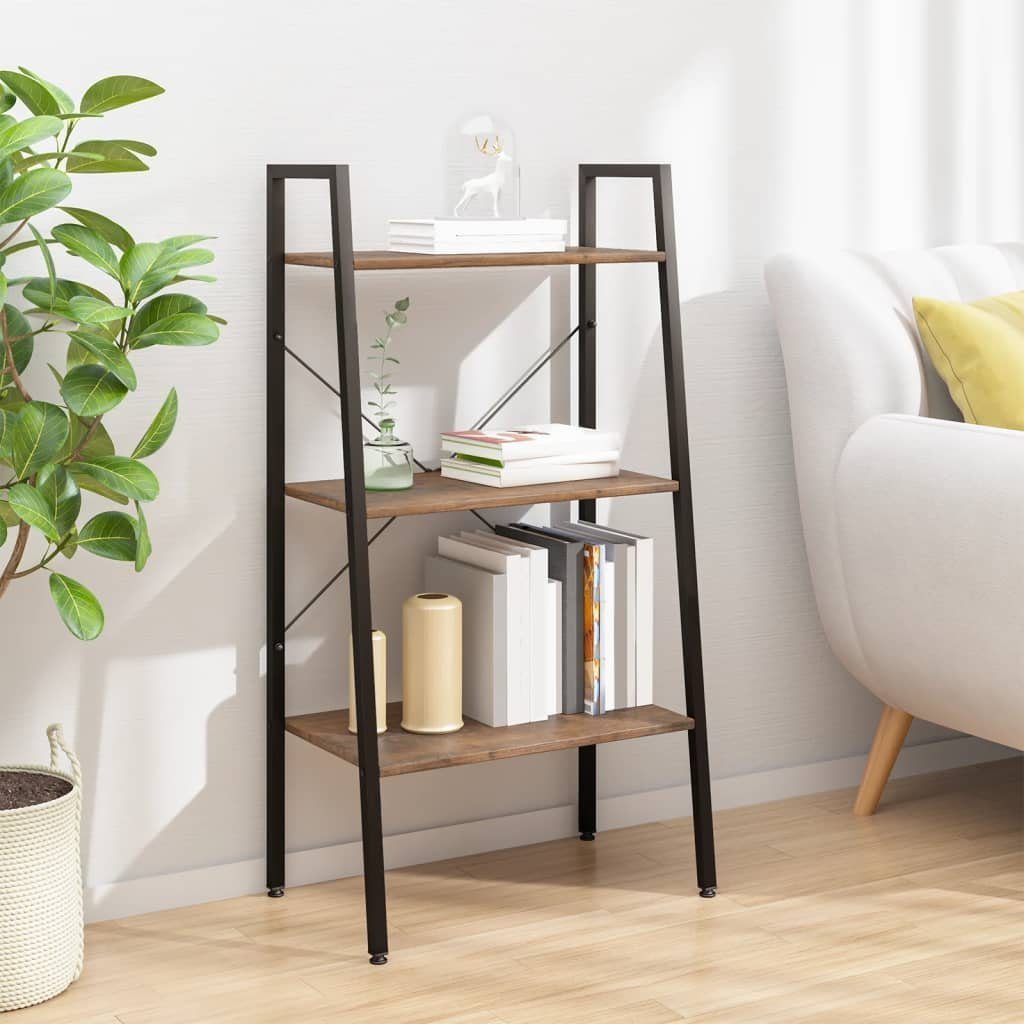 vidaXL Bücherregal Standregal mit 3 Böden Dunkelbraun und Schwarz 56x35x108 cm, 1-tlg.
