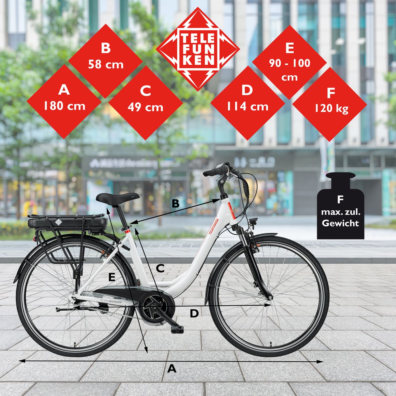 Telefunken Damen City E-Bike RC890 Multitalent mit 7-Gang Shimano Nabenschaltung, Weiß