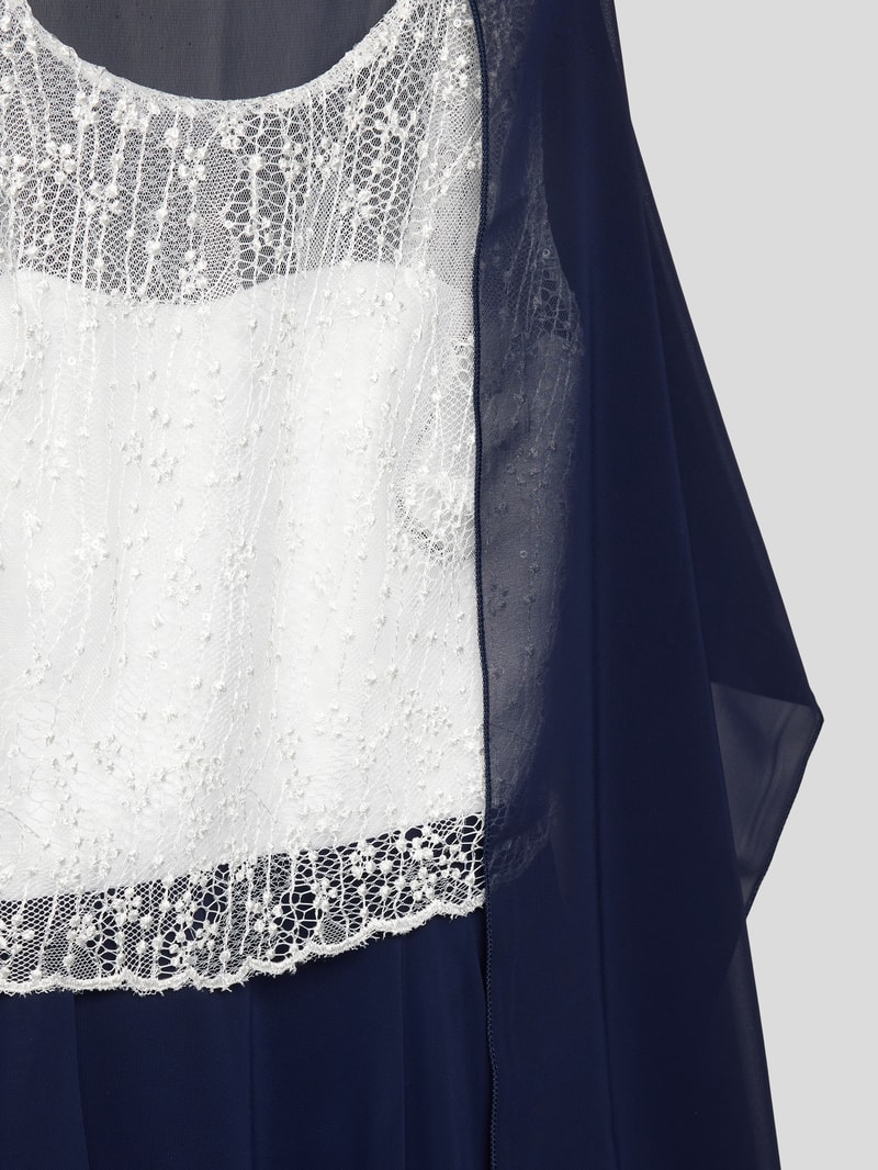 Kleid mit Stola in marineblau
