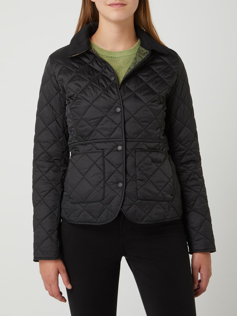 Steppjacke mit Cordkragen Modell 'Deveron' in schwarz