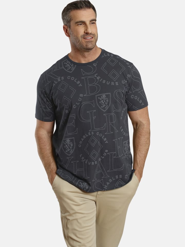 Charles Colby T-Shirt EARL HEBBS in dunkelgrau bedruckt günstig kaufen L