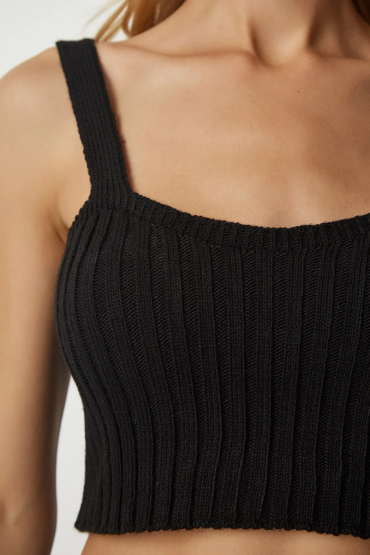 Happiness İstanbul  Damen Schwarz Cardigan Unterhemd Rock Strickwaren Team YY00130