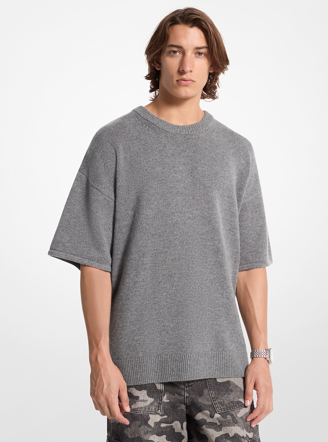 Wool and Cashmere Blend Short-Sleeve Sweater - ASH