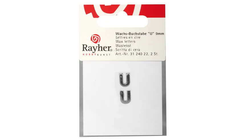 Rayher Wachsbuchstaben -U- silber 9mm 2Stück