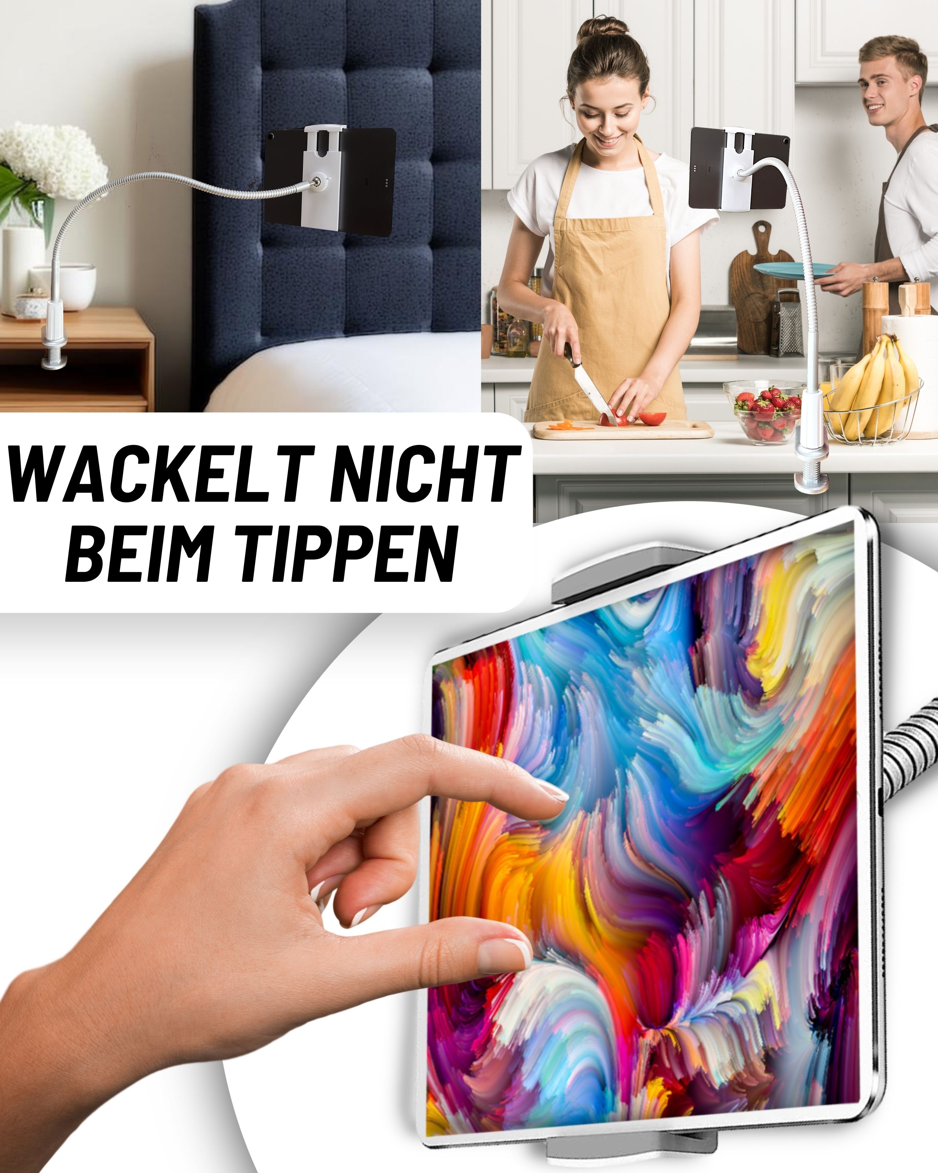 FLEXD-X Schwanenhals Tablet Halterung Tablet-Halterung, (iPad Halterung Bett / Tisch - Tablet Halterung Bett)