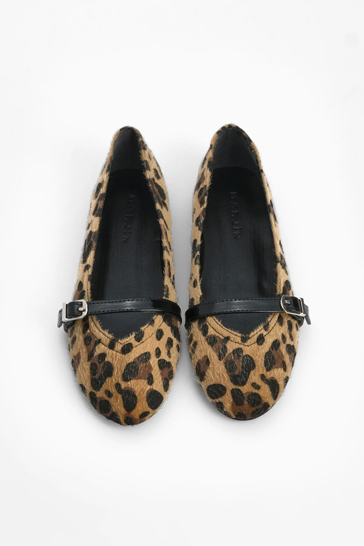 Marjin  Damen Ballerinas mit Riemen Tariz Leopard