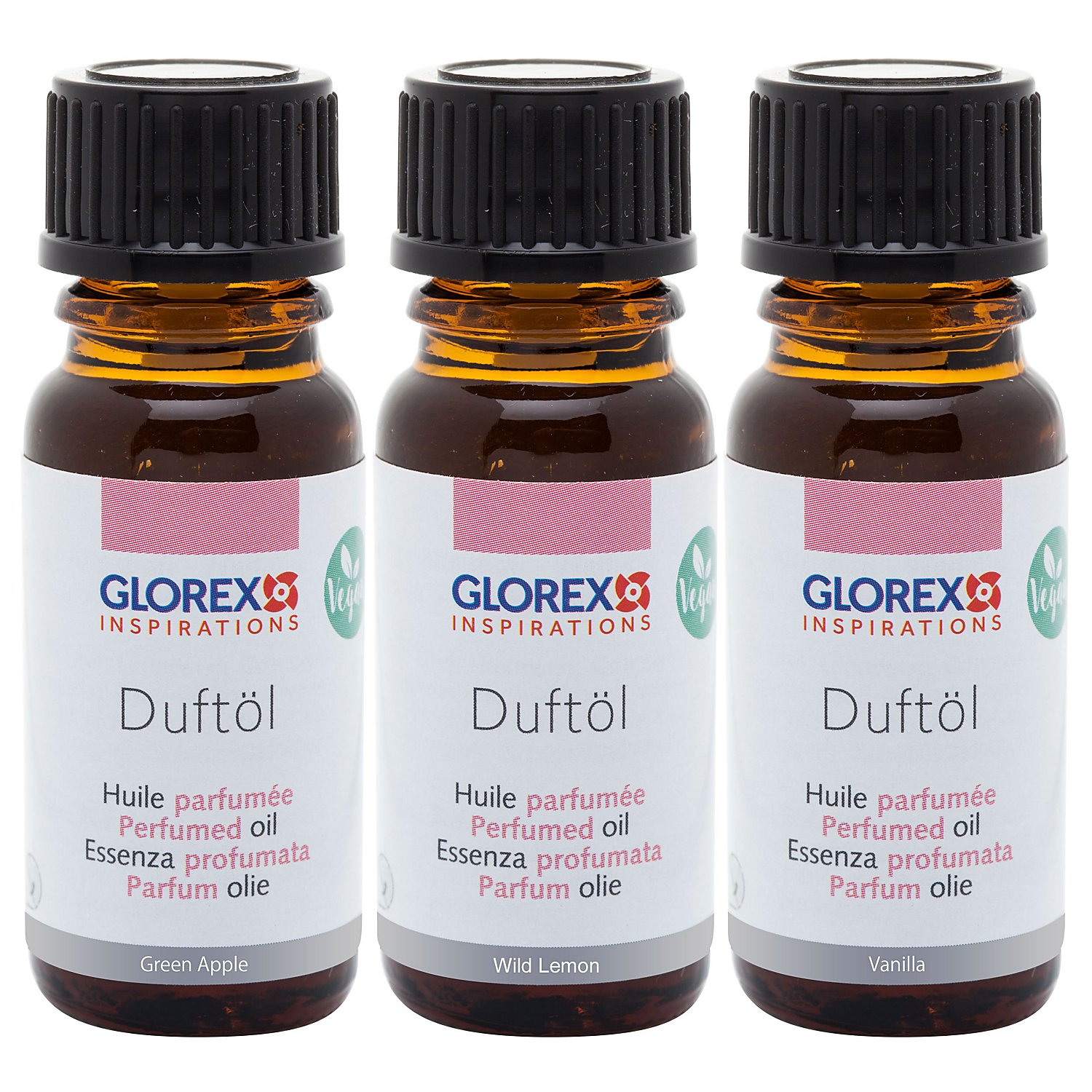 Seifenduftöl-Set, Vanille, Lemon, Apfel, 3x 10 ml