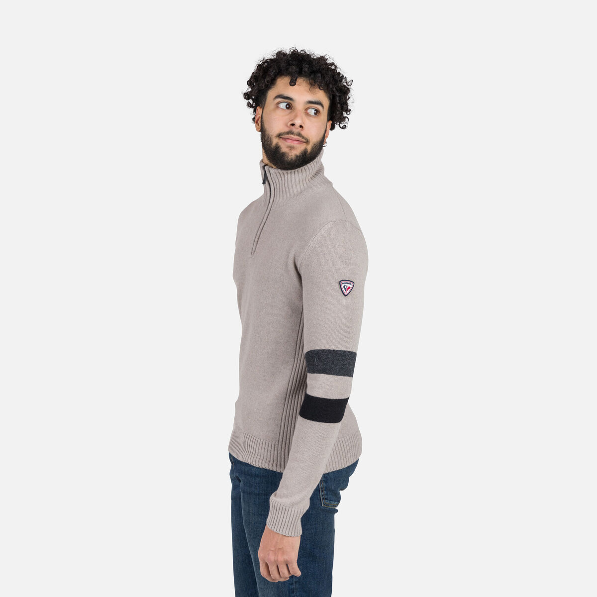 Herrenstrickpullover mit halblangem Reißverschluss Signature