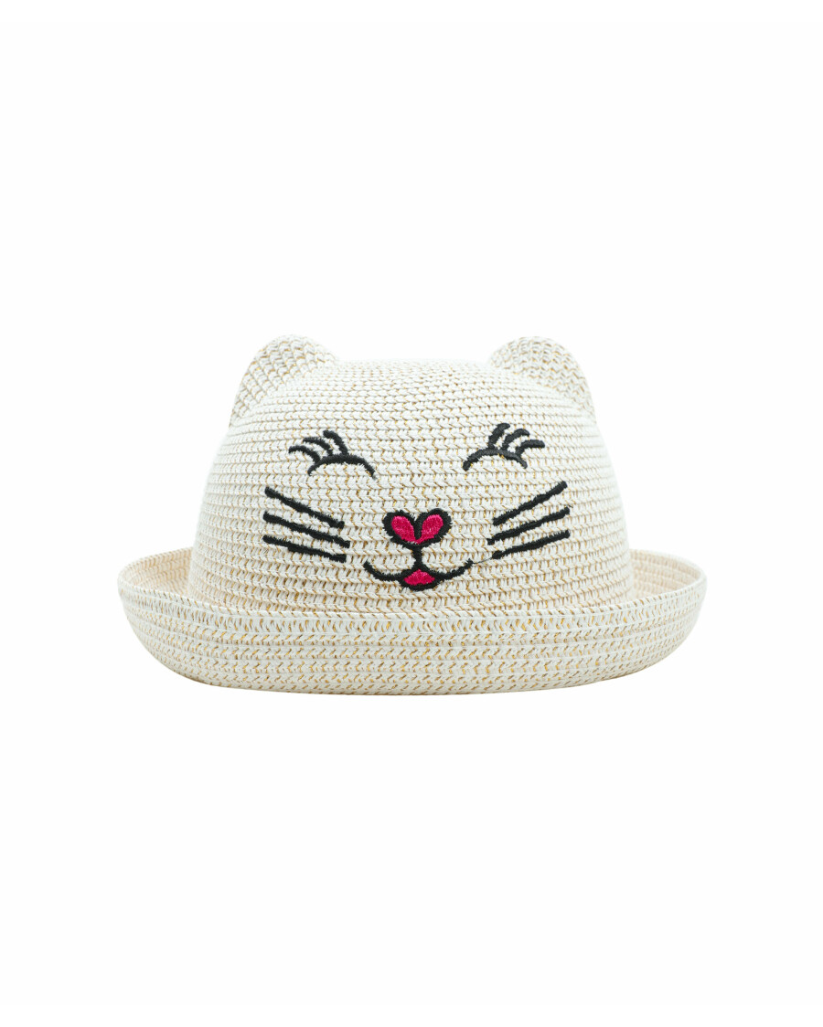 Strohhut mit Katzengesicht