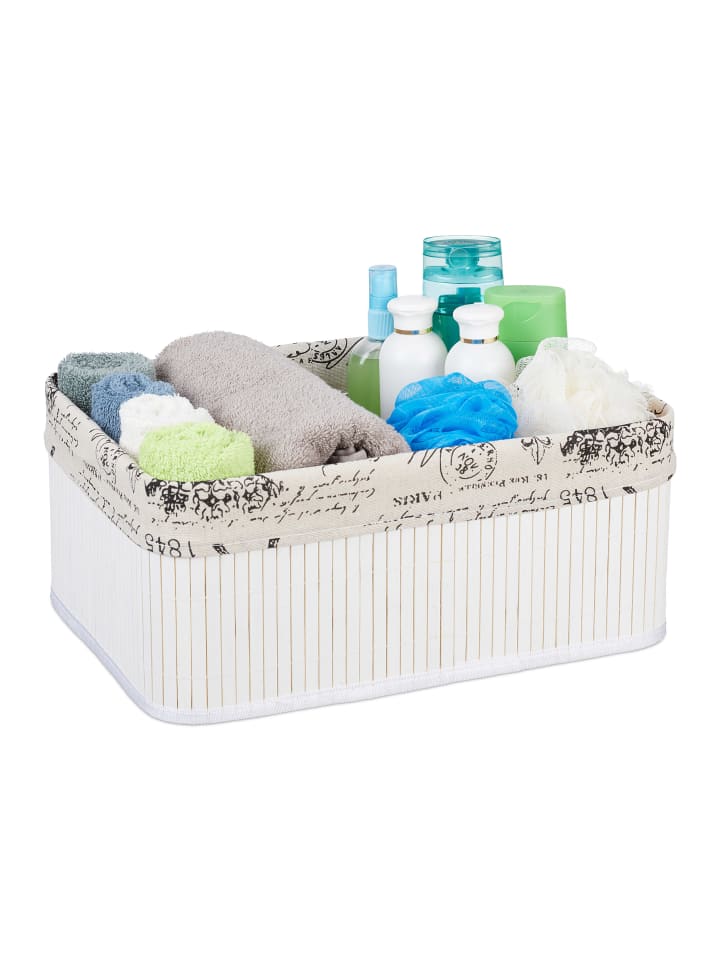 relaxdays Aufbewahrungskorb in Weiß - (B)38 x (H)16,5 x (T)28,5 cm günstig kaufen onesize