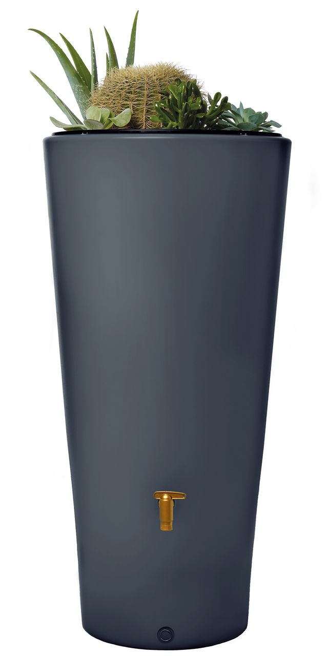 4rain VASO 2in1 Regenspeicher 220 L graphite grey inkl. Anschlussset und Auslaufhahn