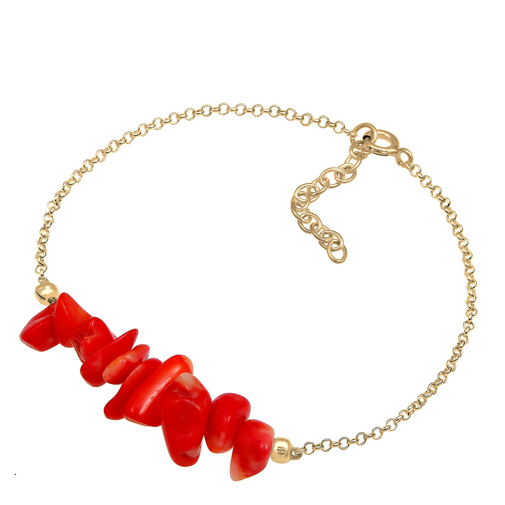 Elli Elli Bracelet Maritime Tendance Corail Rouge Bracelet Femme  Plaqué Or Argent (92 Bracelet