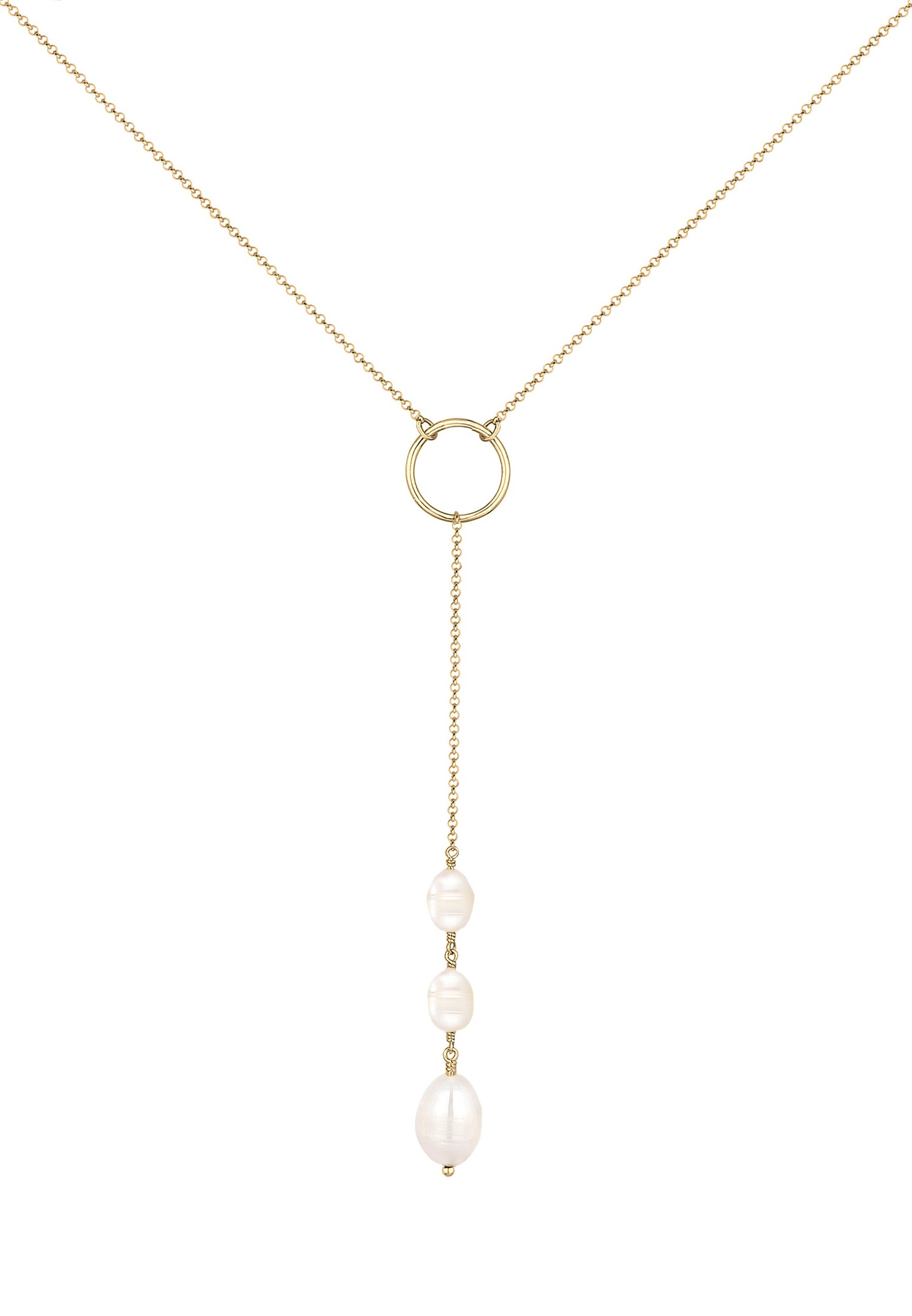 Orecchini da donna Elli Form de Y Geo con perle coltivate d'acqua dolce, placcati in oro e argento (925/1000)