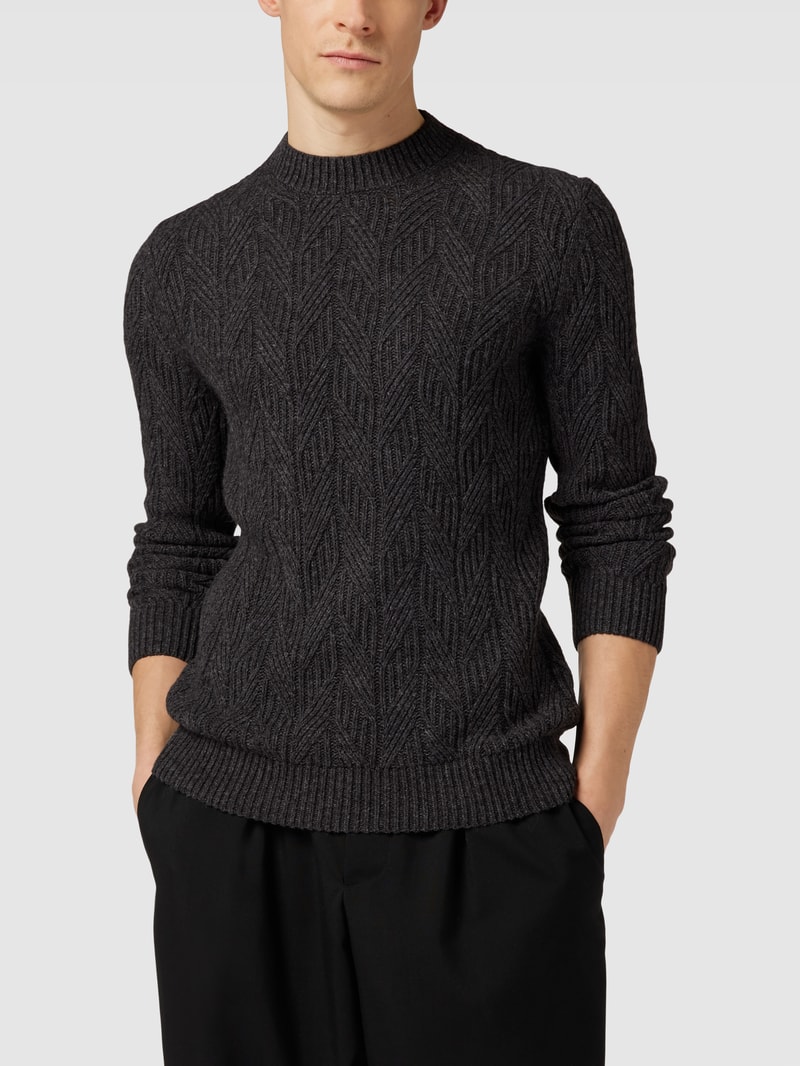 Strickpullover mit Strukturmuster Modell 'CARIS' in anthrazit
