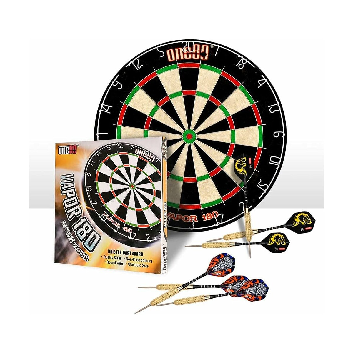COFI 1453 Professional perfection Dartscheibe mit Pfeilen, Profi Steeldartscheibe aus Sisal
