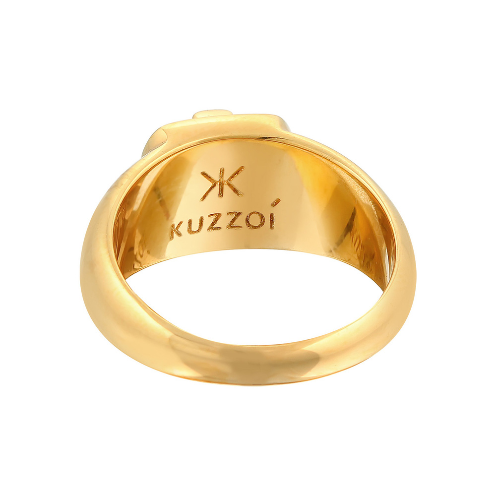 KUZZOI KUZZOI Bague Hommes sceau armoiries petit doigt en argent sterling 925 plaqué or Bague