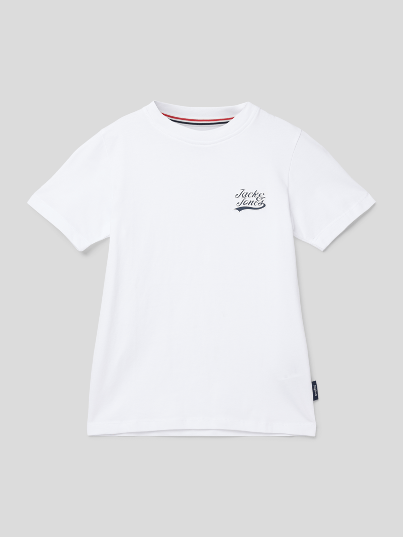 T-Shirt mit Label-Applikation in weiß
