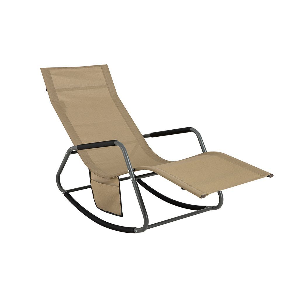 SoBuy Gartenliege OGS47, Schaukelliege Garten Sonnenliege mit Seitentasche Relaxstuhl Liegestuhl Schwingliege