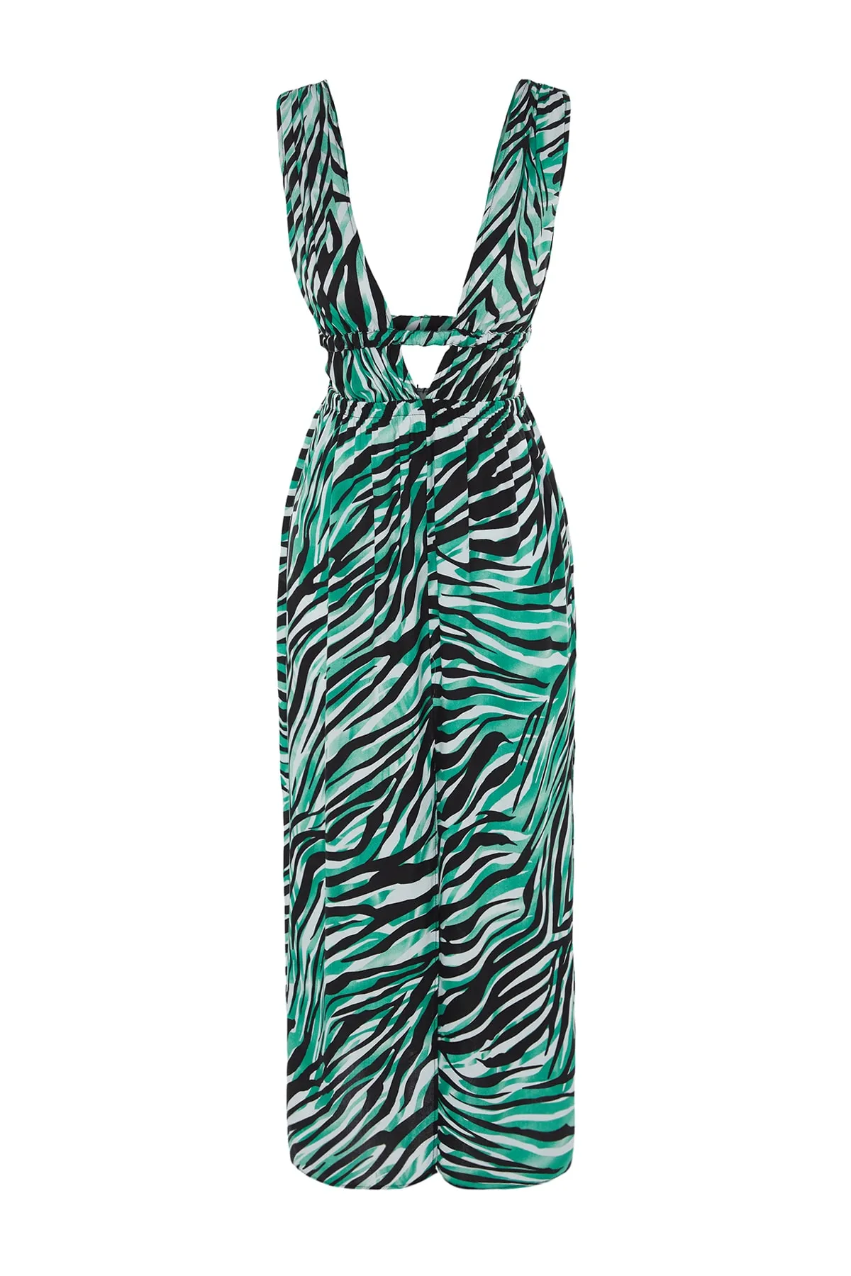 Trendyol Collection  Gerafftes, gewebtes Maxi-Strandkleid mit Tiermuster TBESS22EL0731