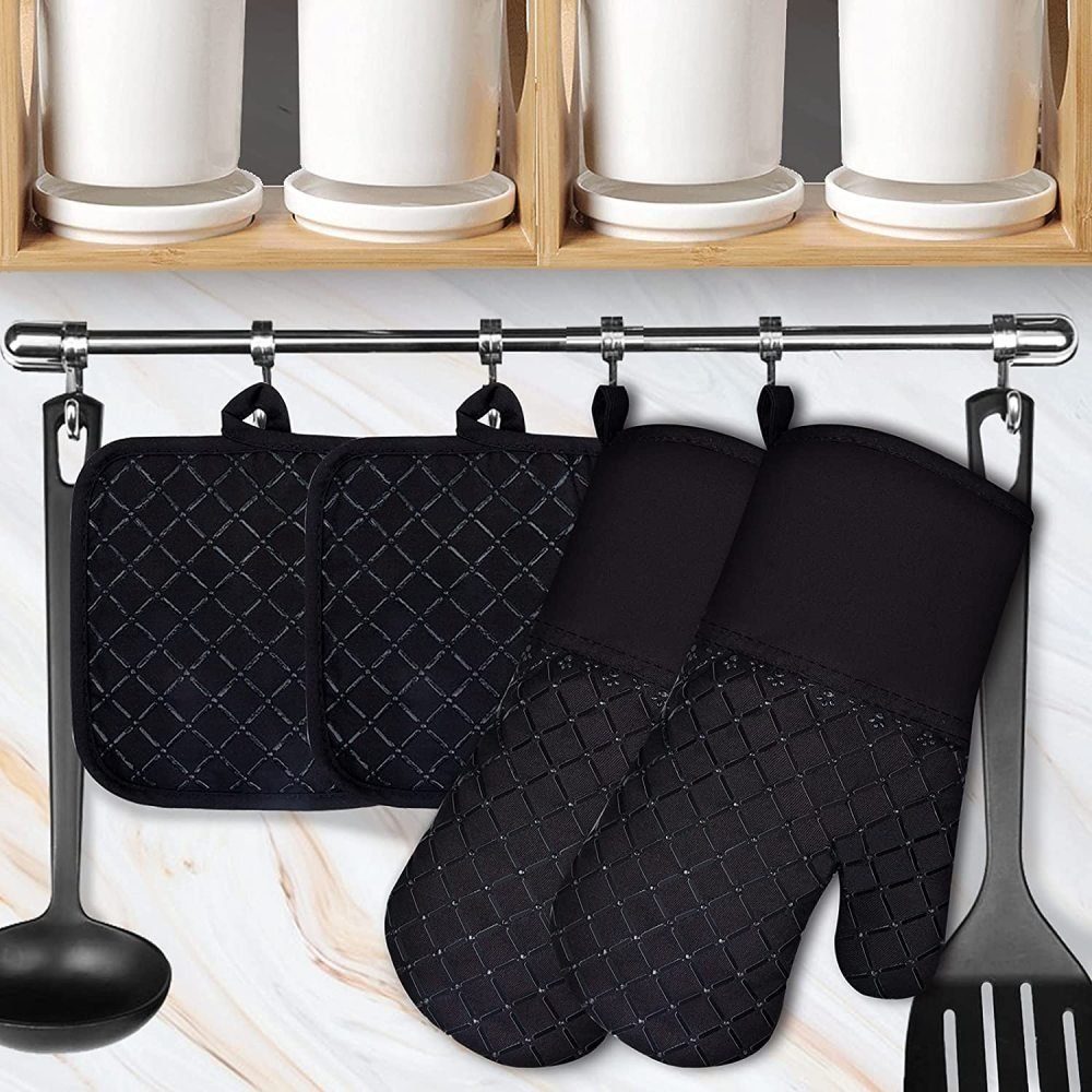 LENBEST Topflappen Backofenhandschuhe,Ofenhandschuhe Hitzebestaendig, (4-tlg)