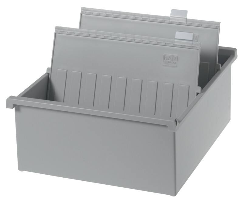 HAN Karteikartenbox DIN A4 1300 Karten Lichtgrau 32,2 x 34,6 x 13,8 cm