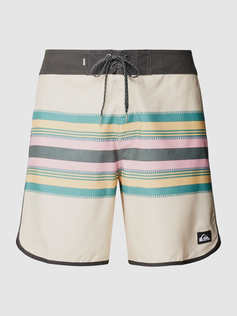 Badehose mit Streifenmuster Modell 'EVERYDAY SCALLOP' in ecru