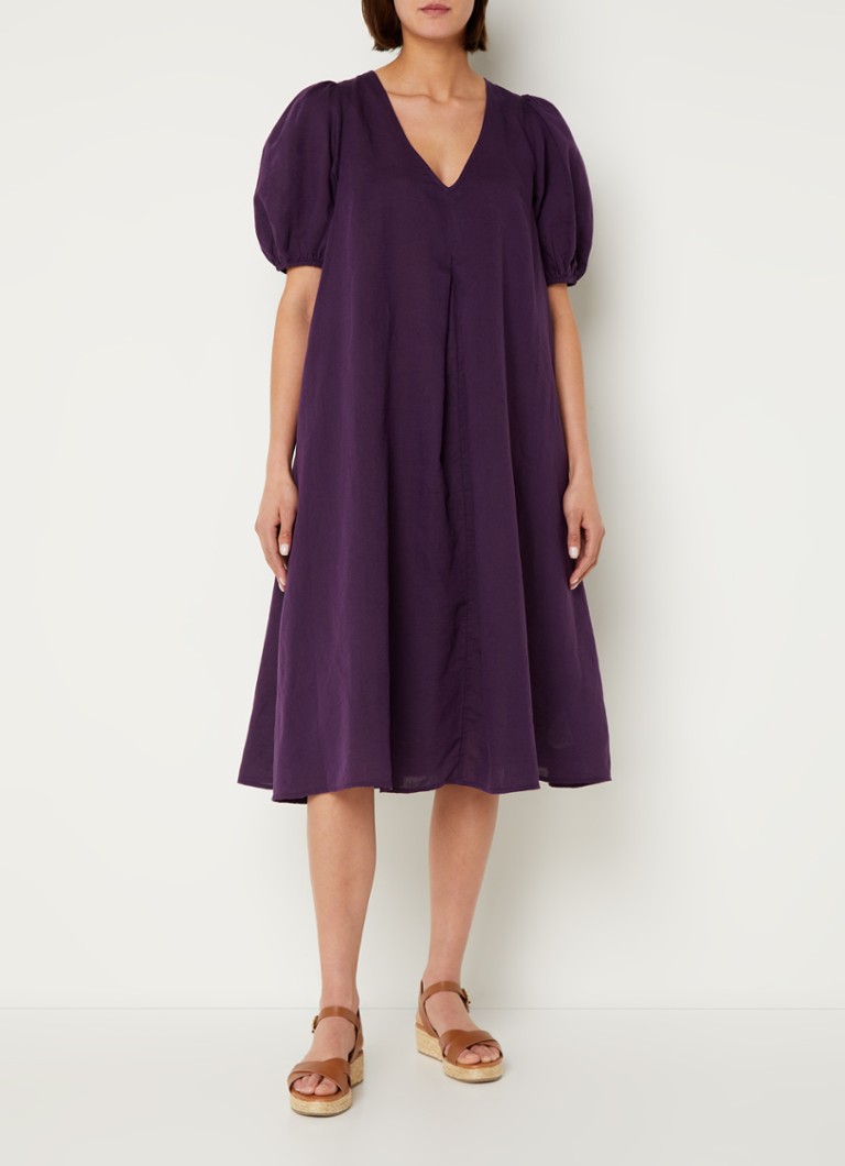 Vestido midi Lotty de Phase Eight en lino mixto con bolsillos laterales.