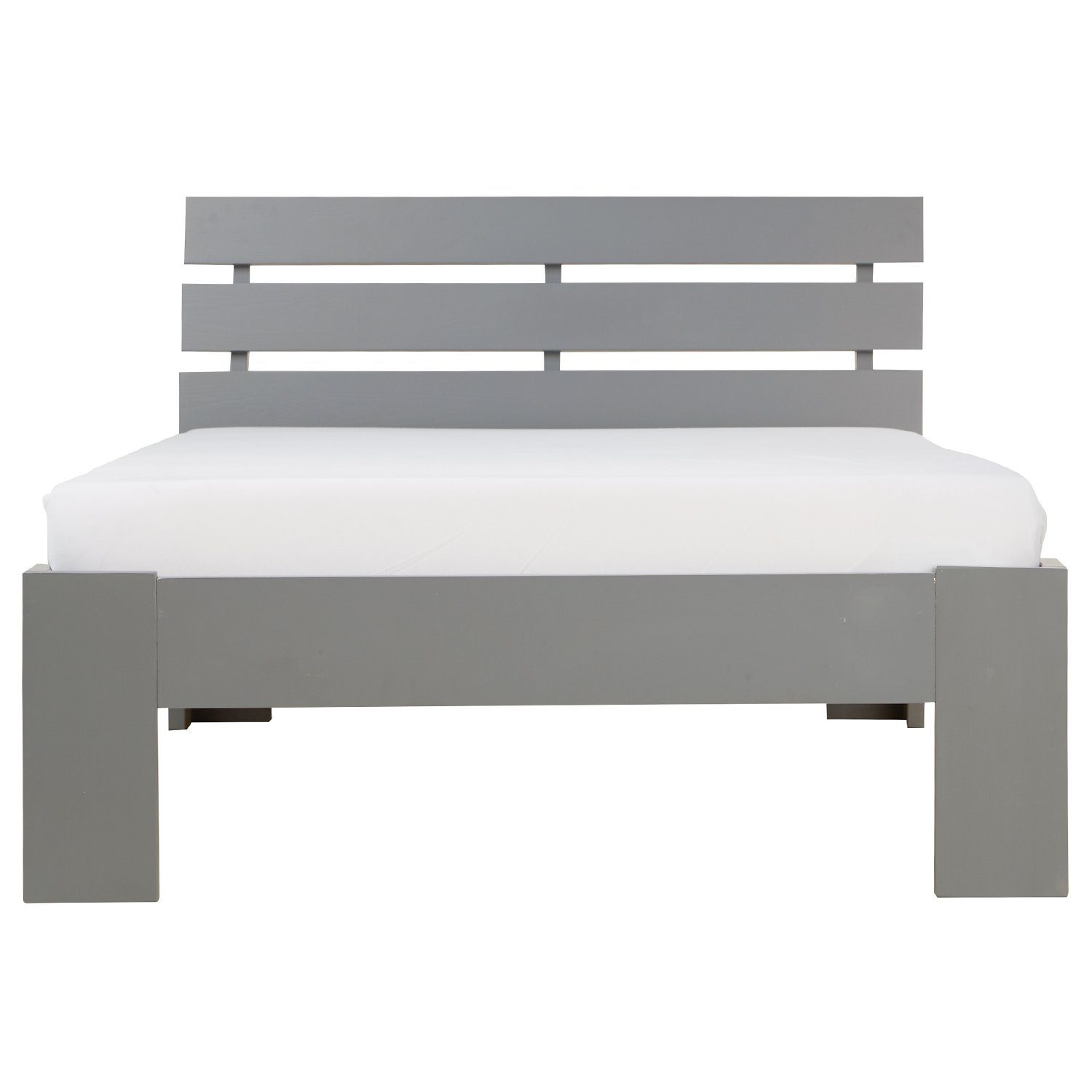 Homestyle4u Holzbett Einzelbett Futonbett 90x200 Grau Kiefer