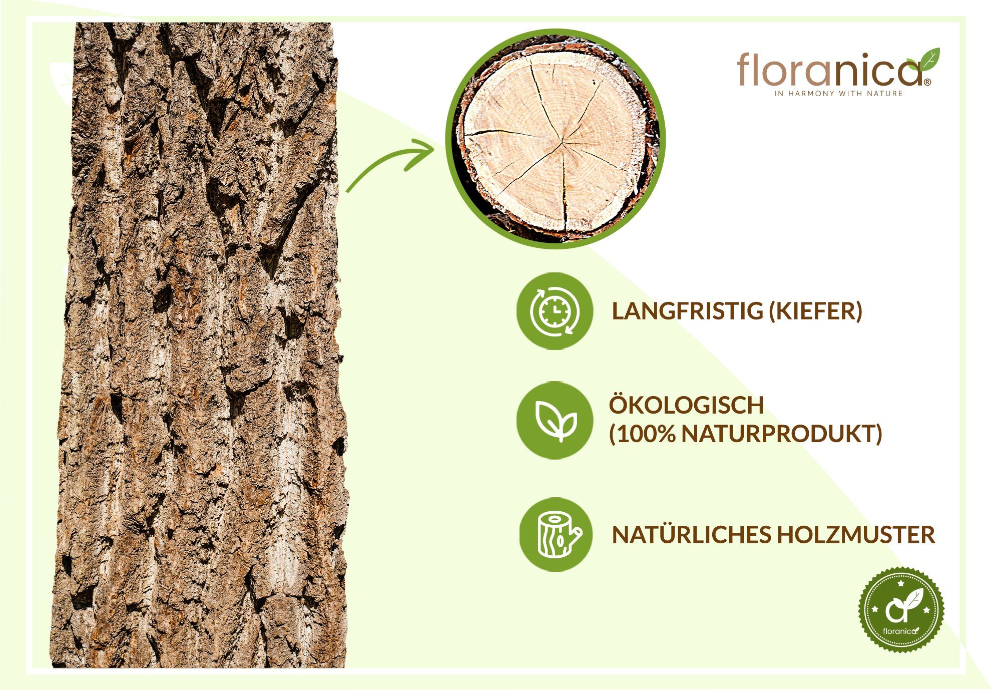 Floranica Beetbegrenzung, Rollborder Flexibler Holzzaun 203cm (kürzbar) Höhe: 10cm Unbehandelt