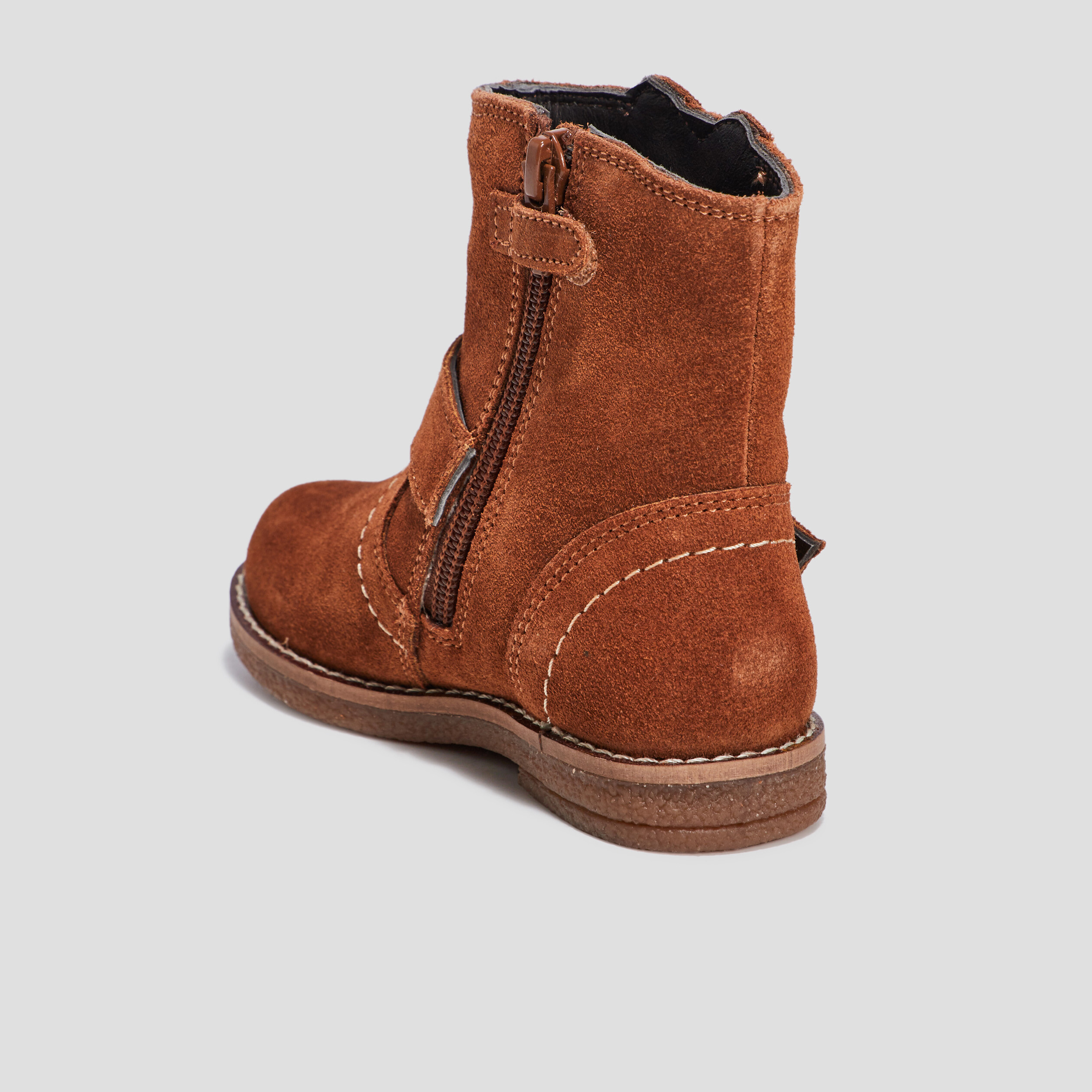 Bottes en cuir empiècement coeur camel fille | La Halle