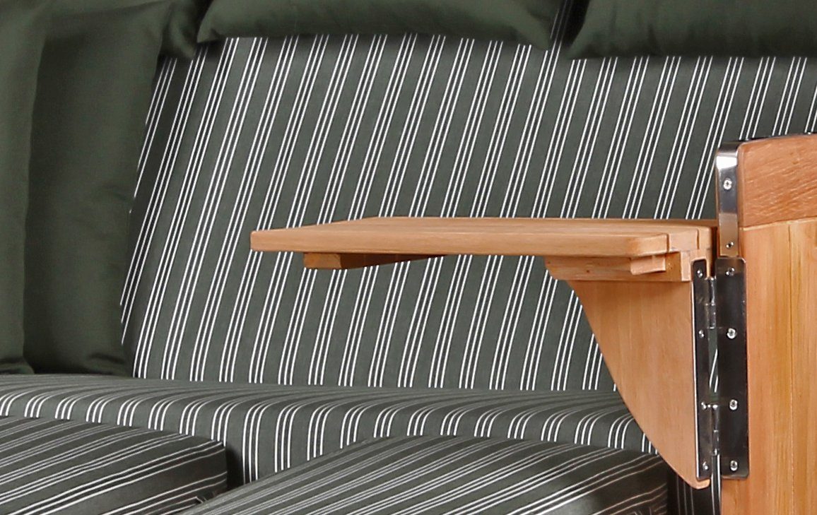 bene living Strandkorb Königssee 3-Sitzer Teak - PE shell - Modell 504, BxTxH: 170x95x170 cm, Volllieger ca. 175 Grad, Ostsee-Strandkorb, inkl. Liftersystem und Bullaugen
