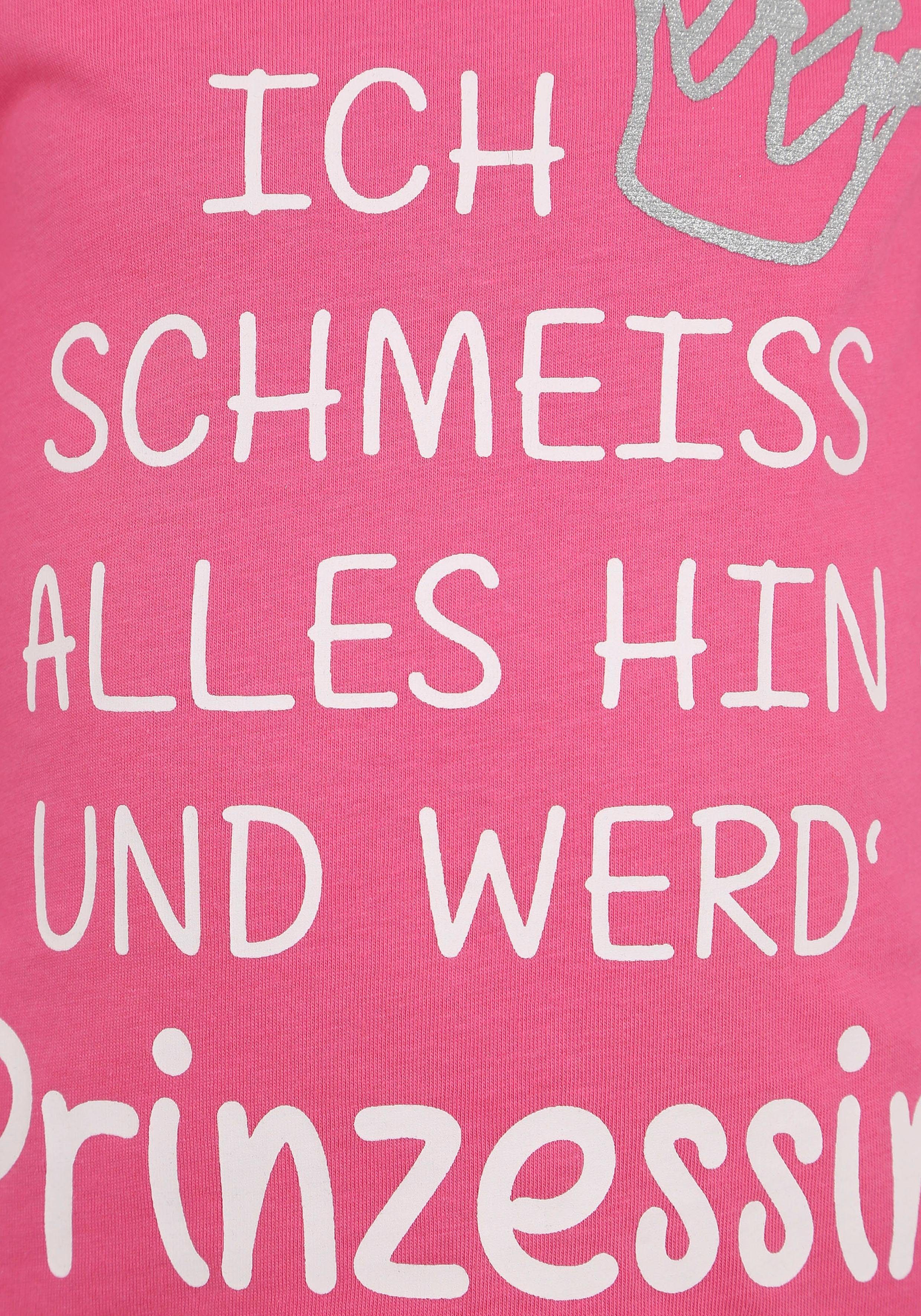 KIDSWORLD Langarmshirt Ich schmeiss alles hin und werd´ Prinzessin mit Glitzerdruck