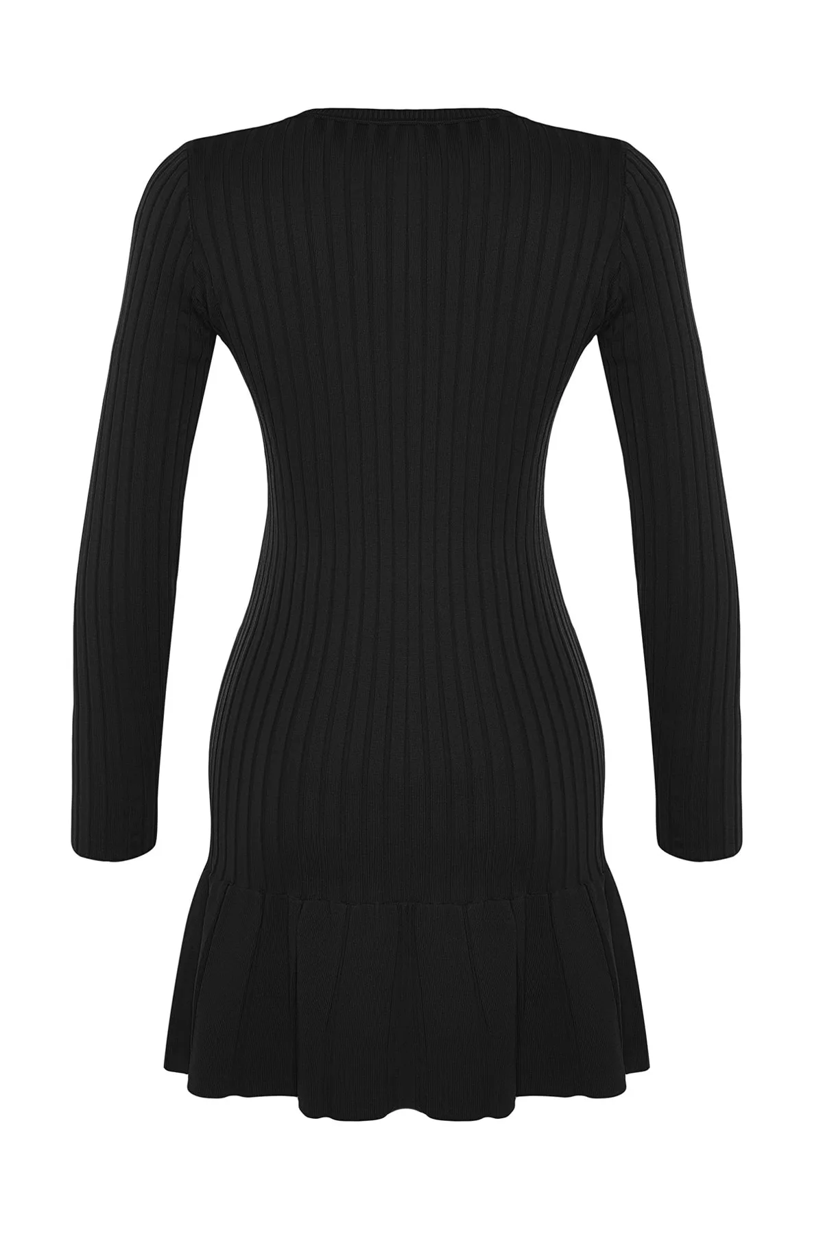 Trendyol Collection  Schwarzes Mini-Strickkleid mit Rundhalsausschnitt TWOAW24EL00013