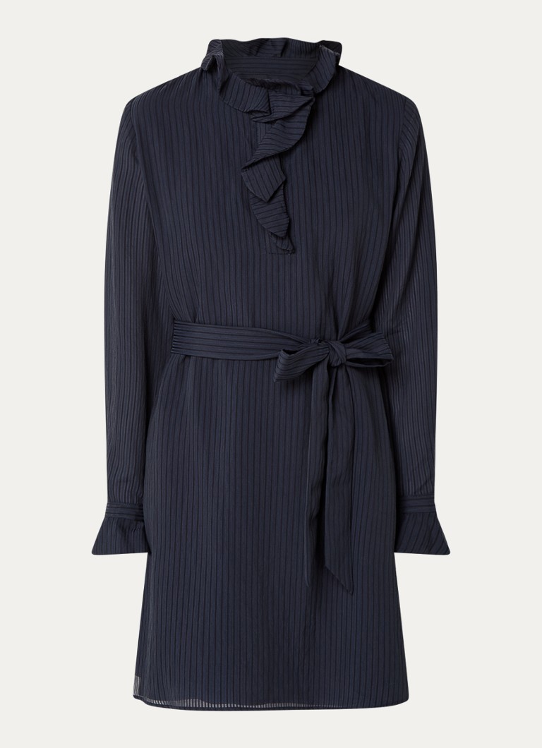 Vestido túnica corto con rayas y cinturón en la cintura, de Claudie Pierlot Rayan.