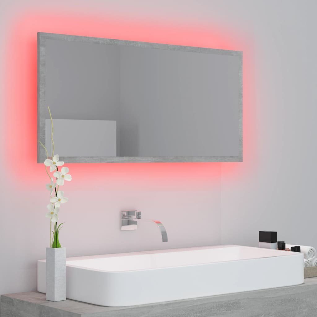 vidaXL Badezimmerspiegelschrank LED-Badspiegel Betongrau 90x8,5x37 cm Acryl (1-St)